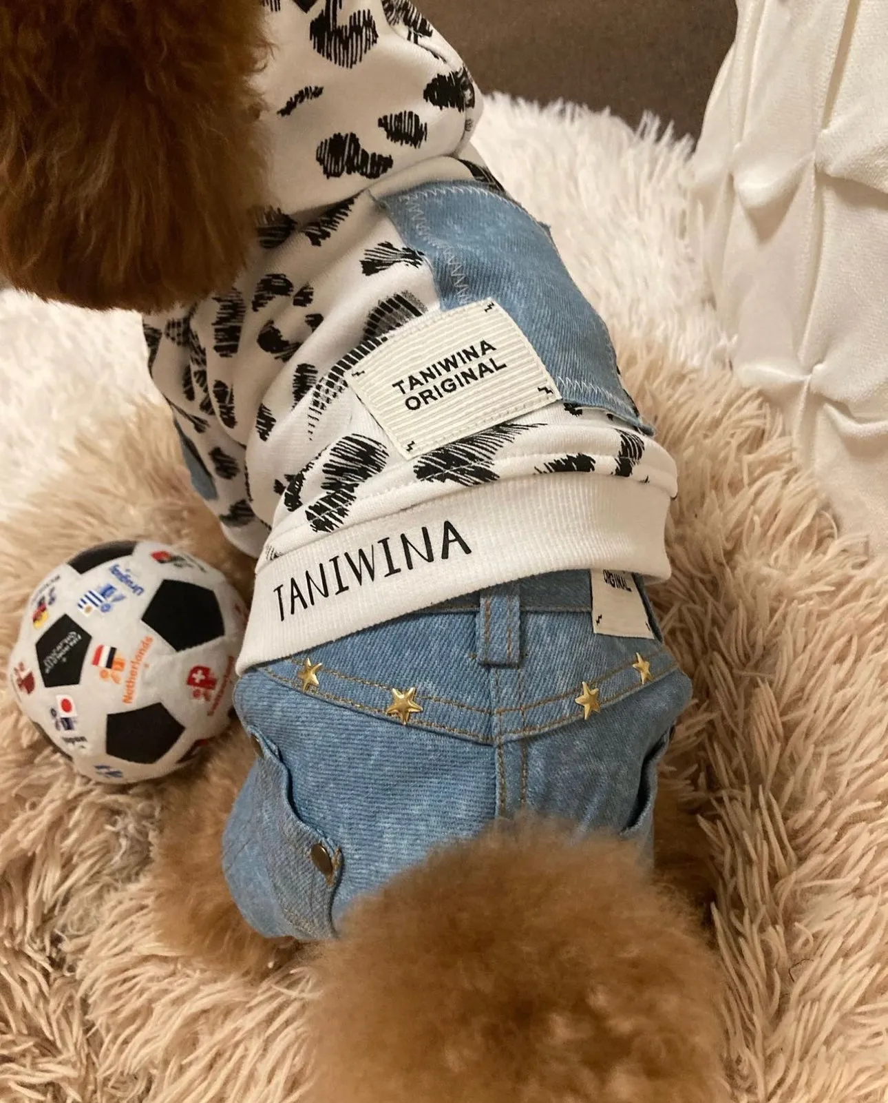 TaniWina Pet Denim Overall Jumpsuit for small dog