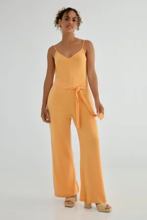 The Airy Jumpsuit: Tank - Flow Cupro - Tangerine