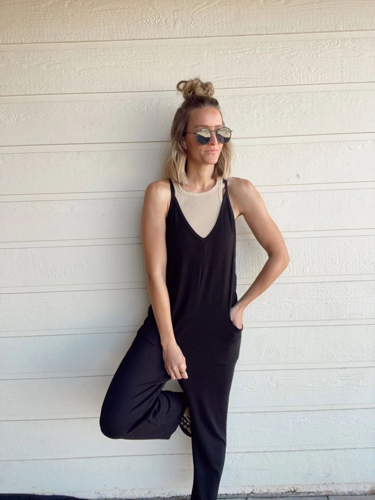 The Kourtney Relaxed Fit V-neck Jumpsuit