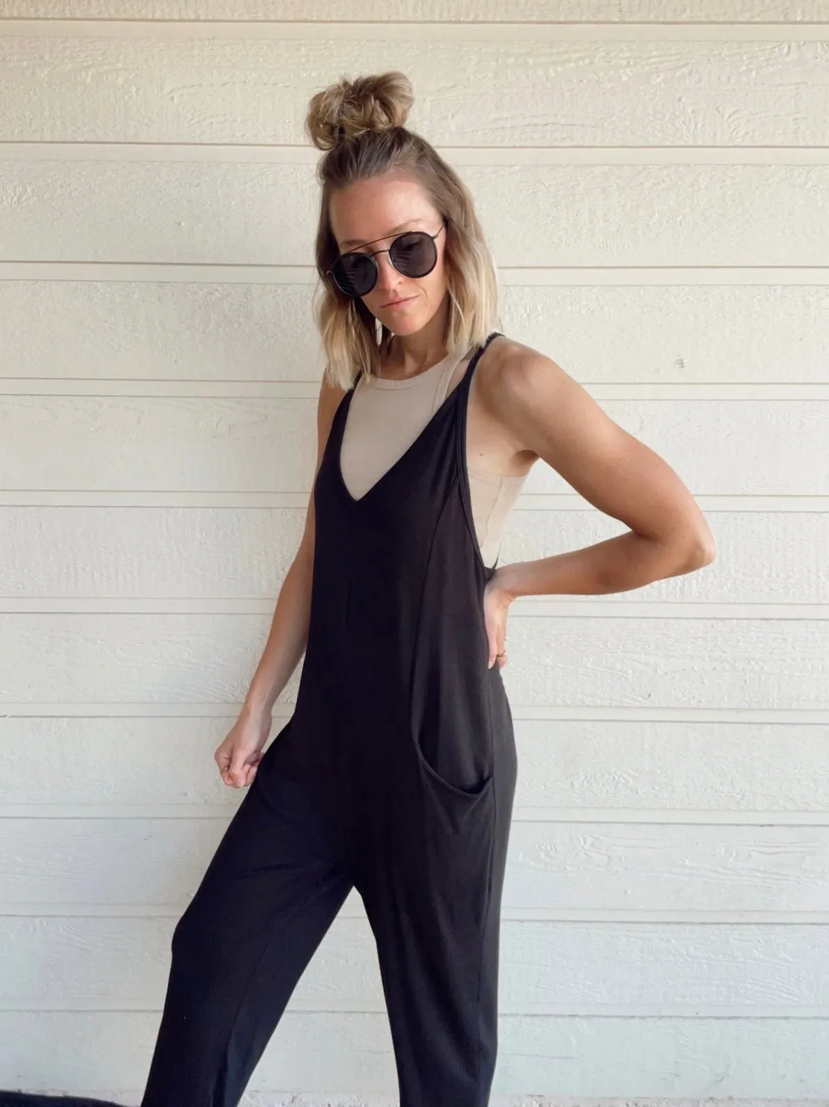 The Kourtney Relaxed Fit V-neck Jumpsuit