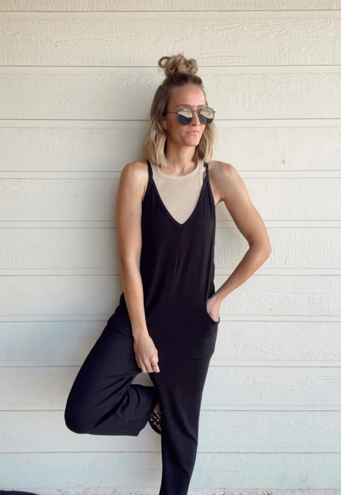 The Kourtney Relaxed Fit V-neck Jumpsuit