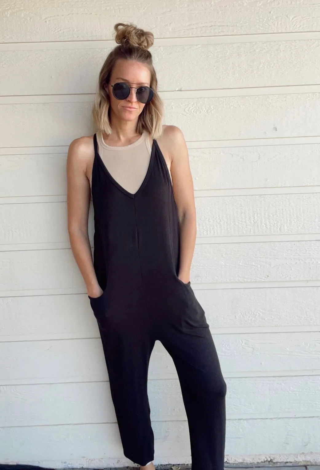 The Kourtney Relaxed Fit V-neck Jumpsuit