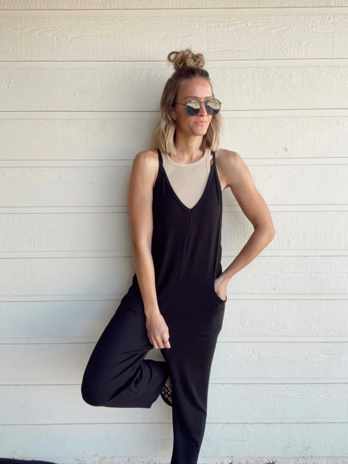 The Kourtney Relaxed Fit V-neck Jumpsuit