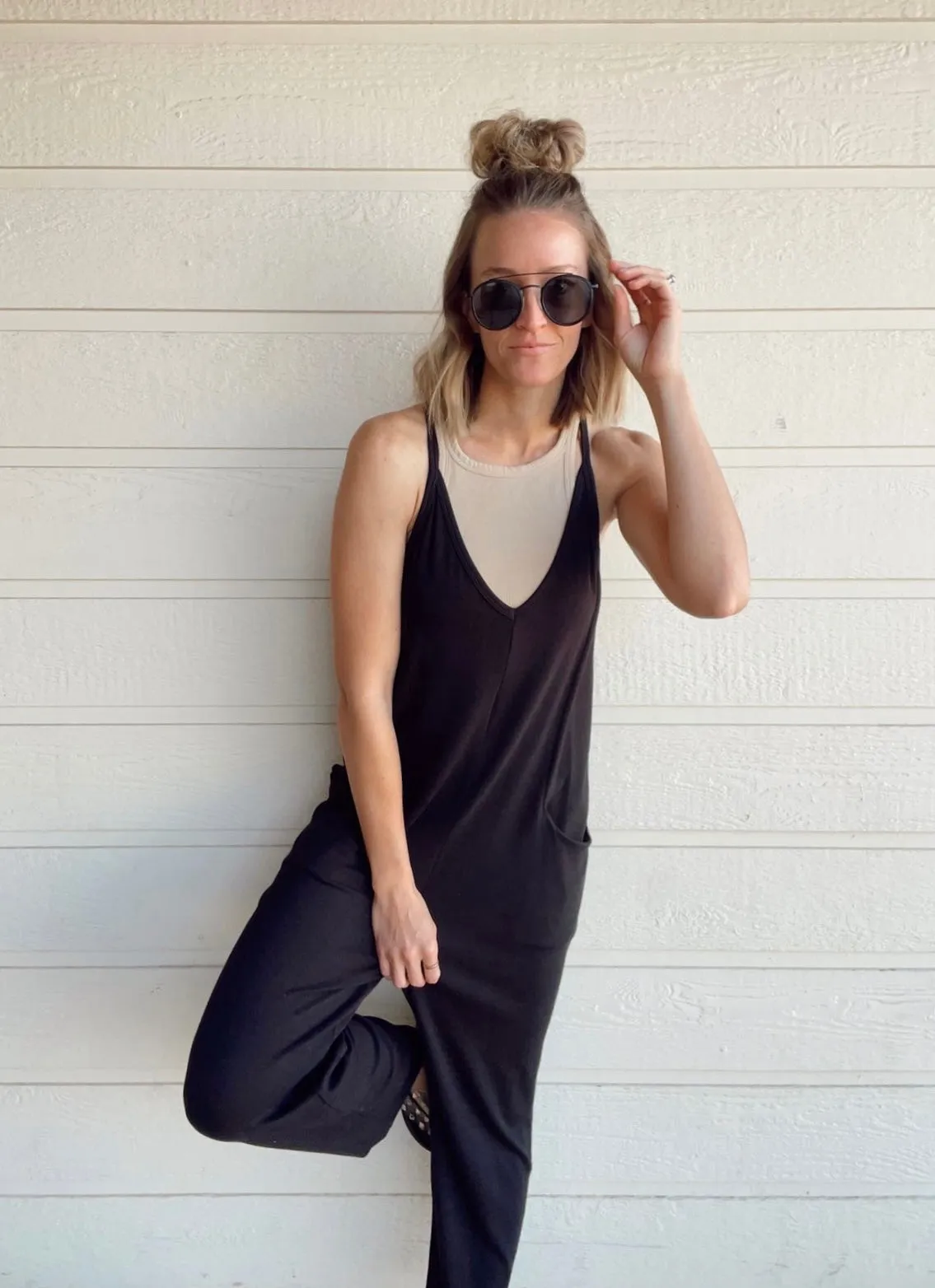 The Kourtney Relaxed Fit V-neck Jumpsuit