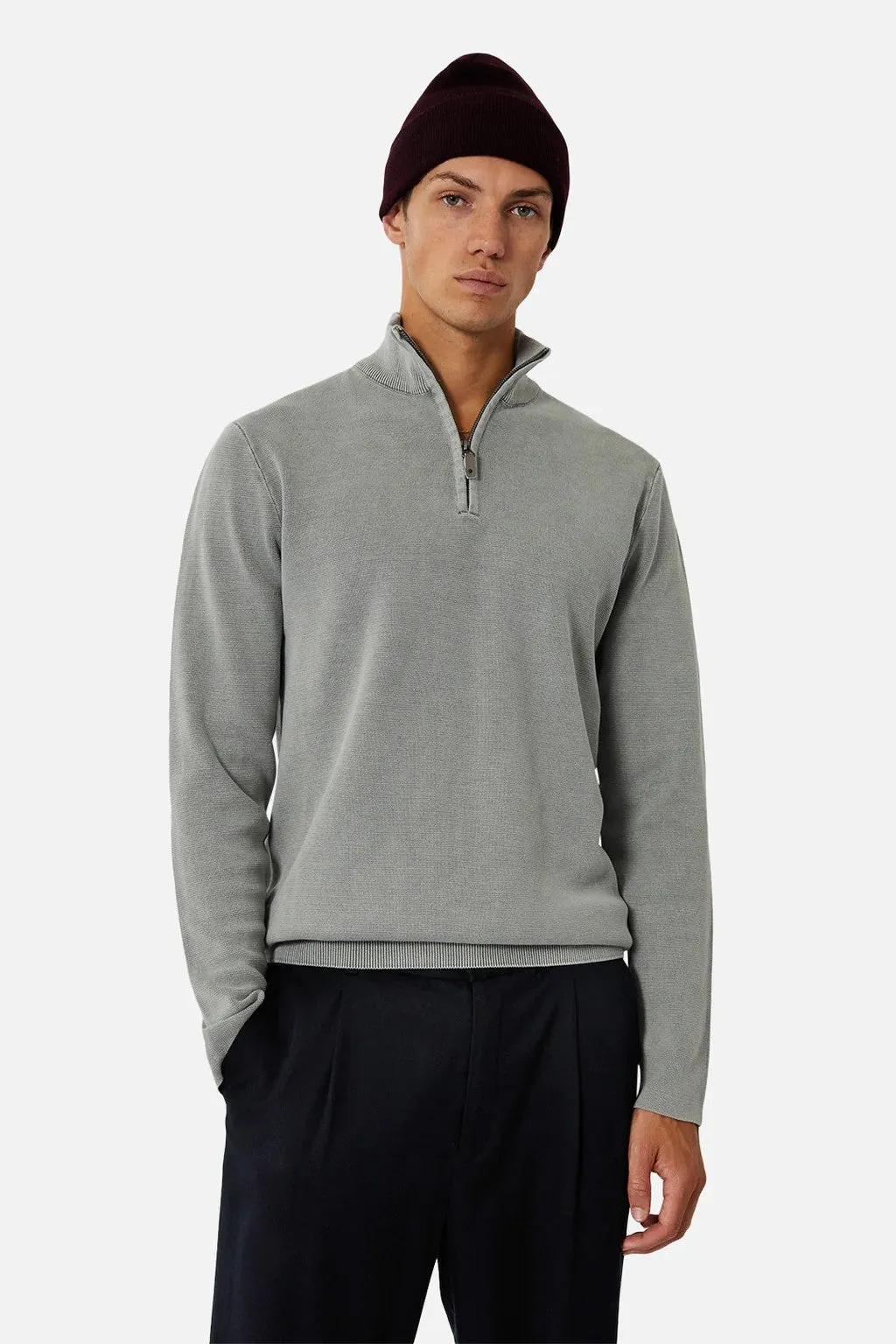 The Lakewood Zip Neck Knit - OD Steel