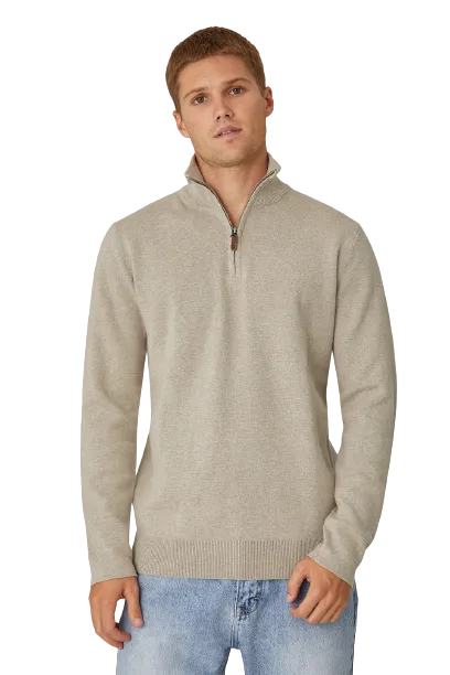 The Lakewood Zip Neck Sweater - Wheat