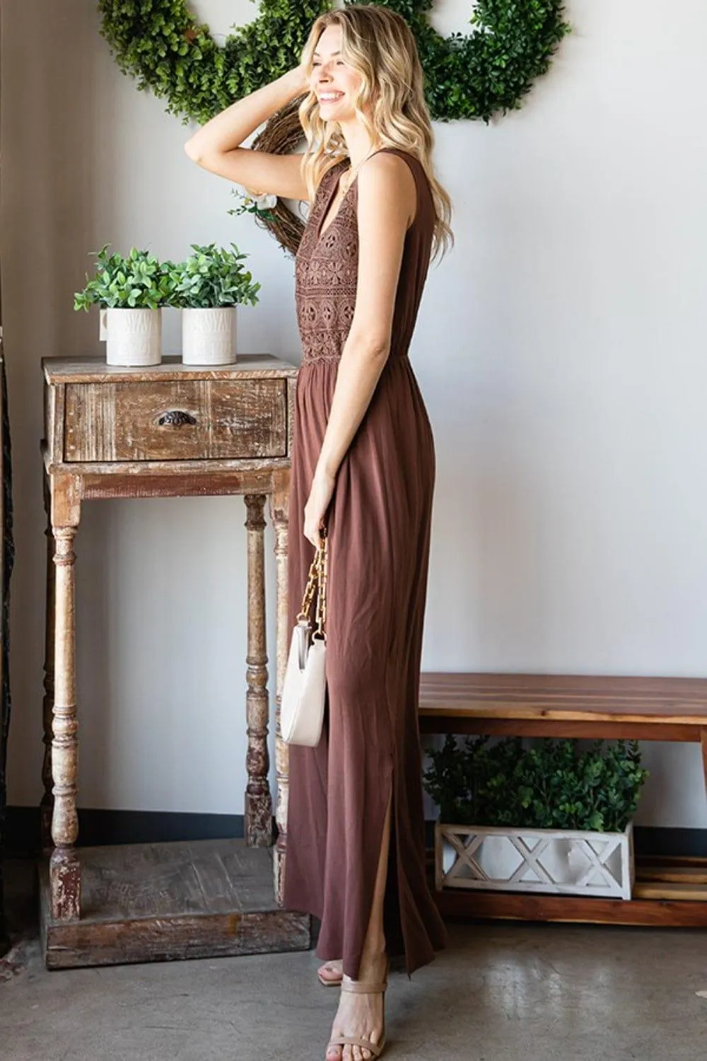 Tie Back Sleeveless Wide Leg Jumpsuit