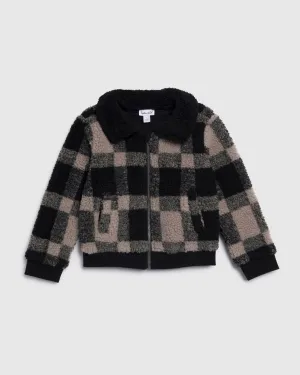 Toddler Boy Fuzzy Plaid Bomber