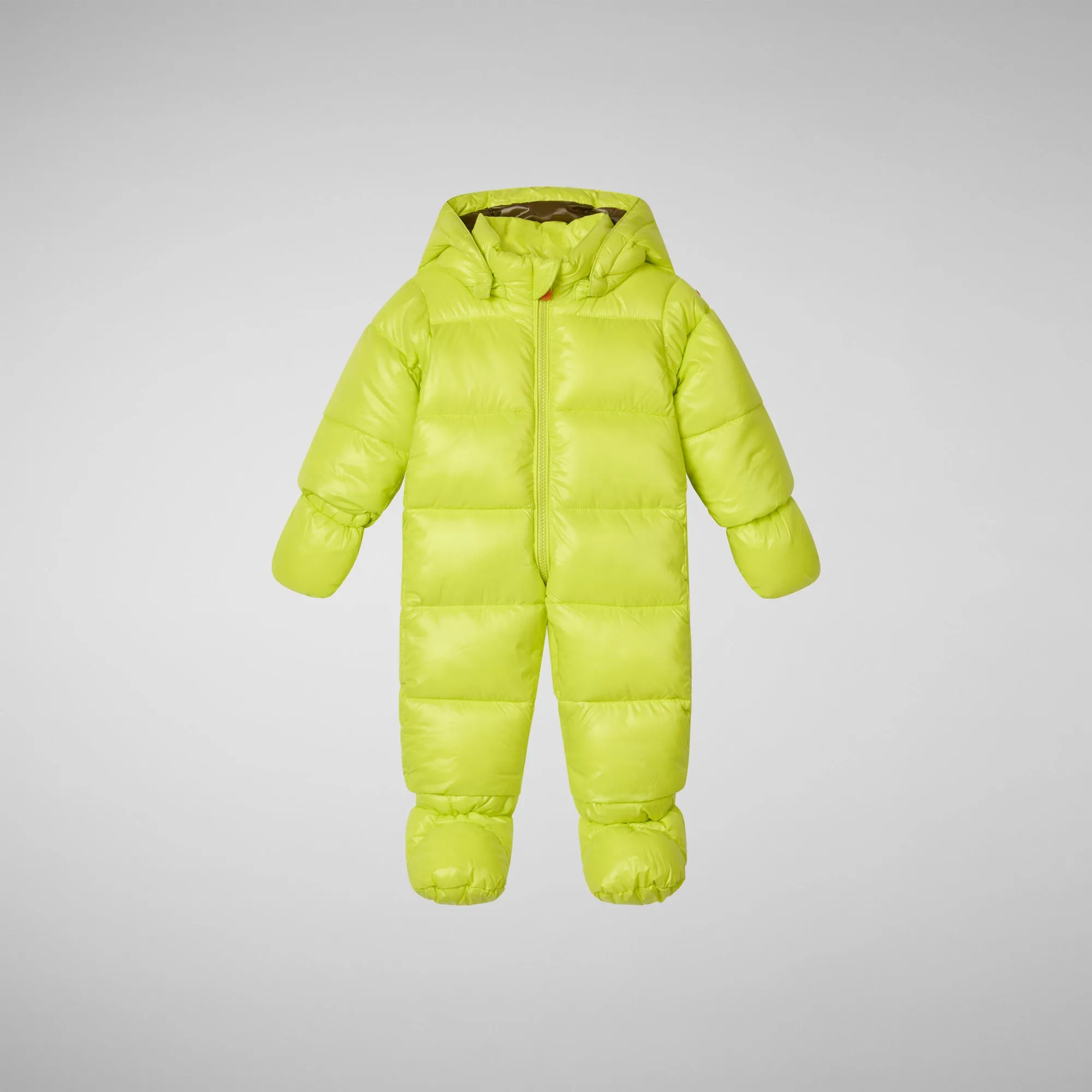 Unisex kids' hooded jumpsuit Shell in lichen green