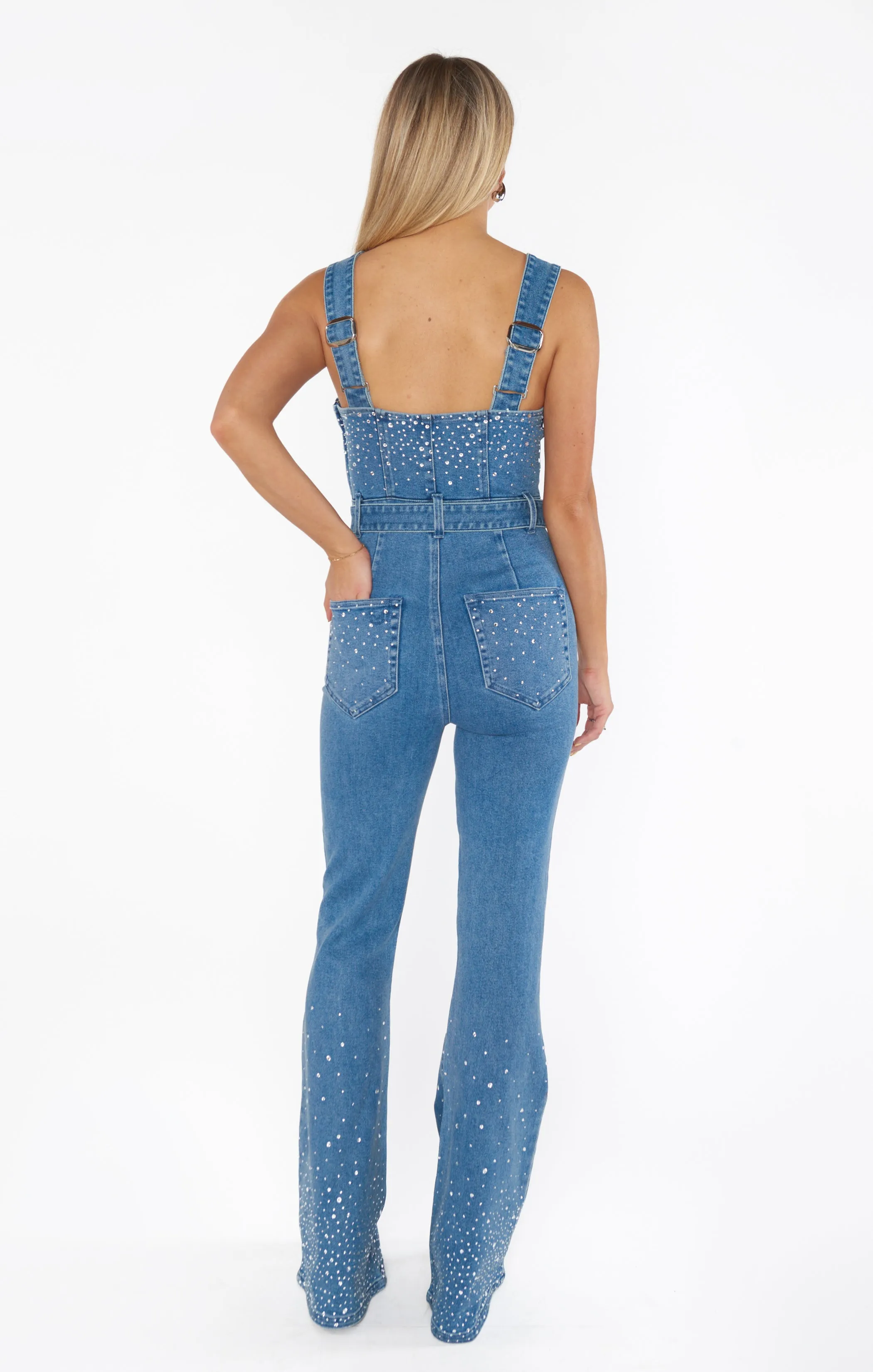 Venetian Jumpsuit ~ Rhinestone Burst Denim