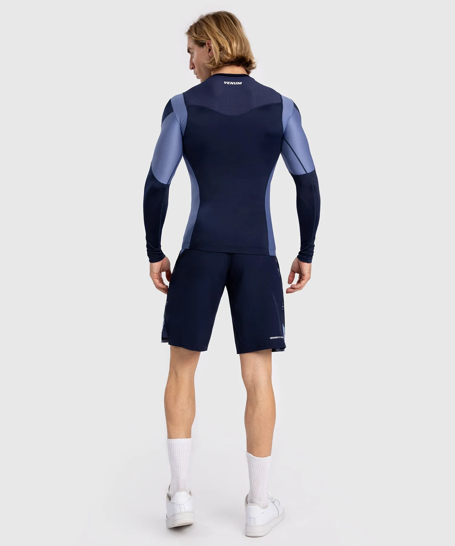 Venum Tempest Men's Long Sleeve Rashguard - Navy Blue/Blue