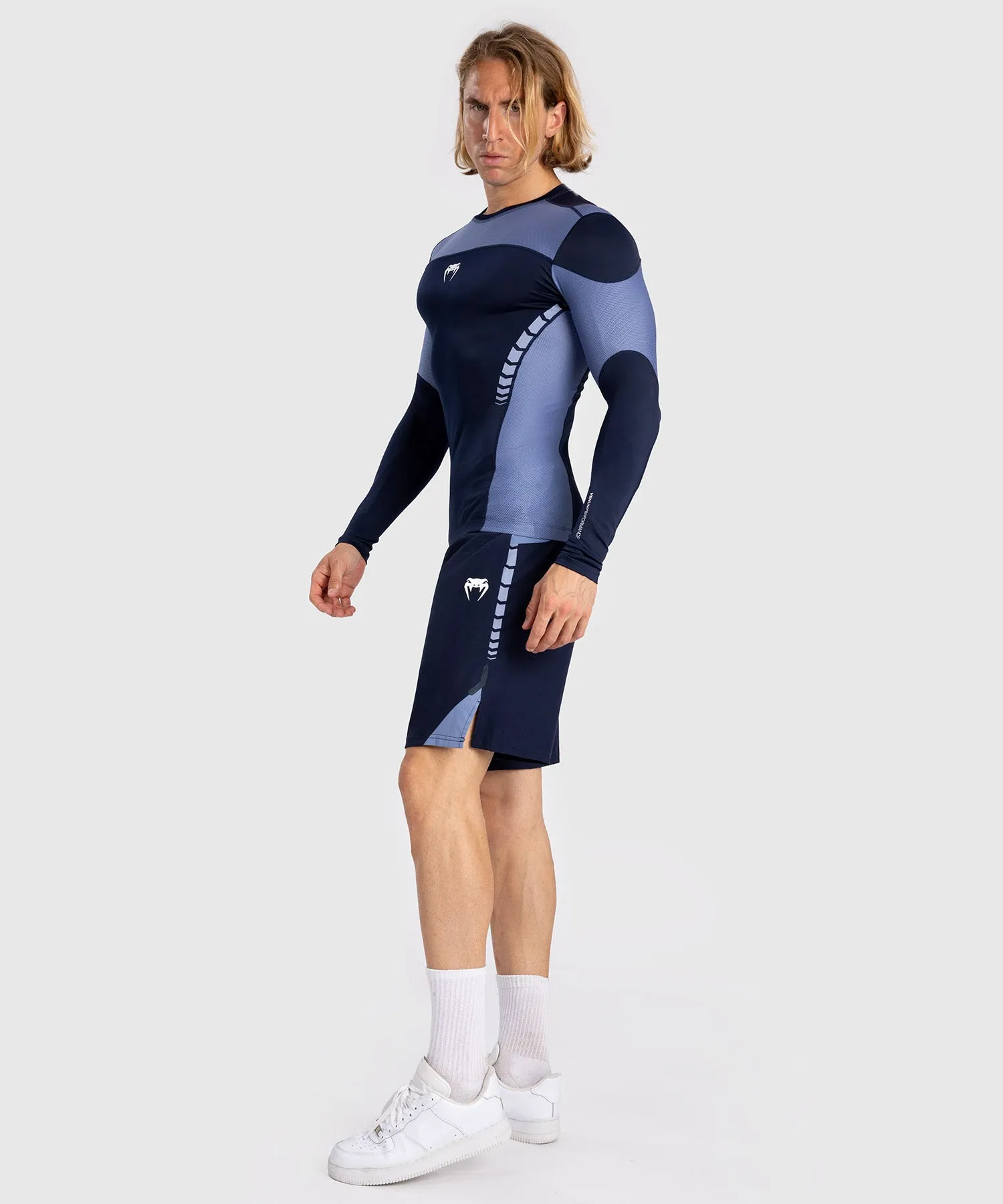 Venum Tempest Men's Long Sleeve Rashguard - Navy Blue/Blue