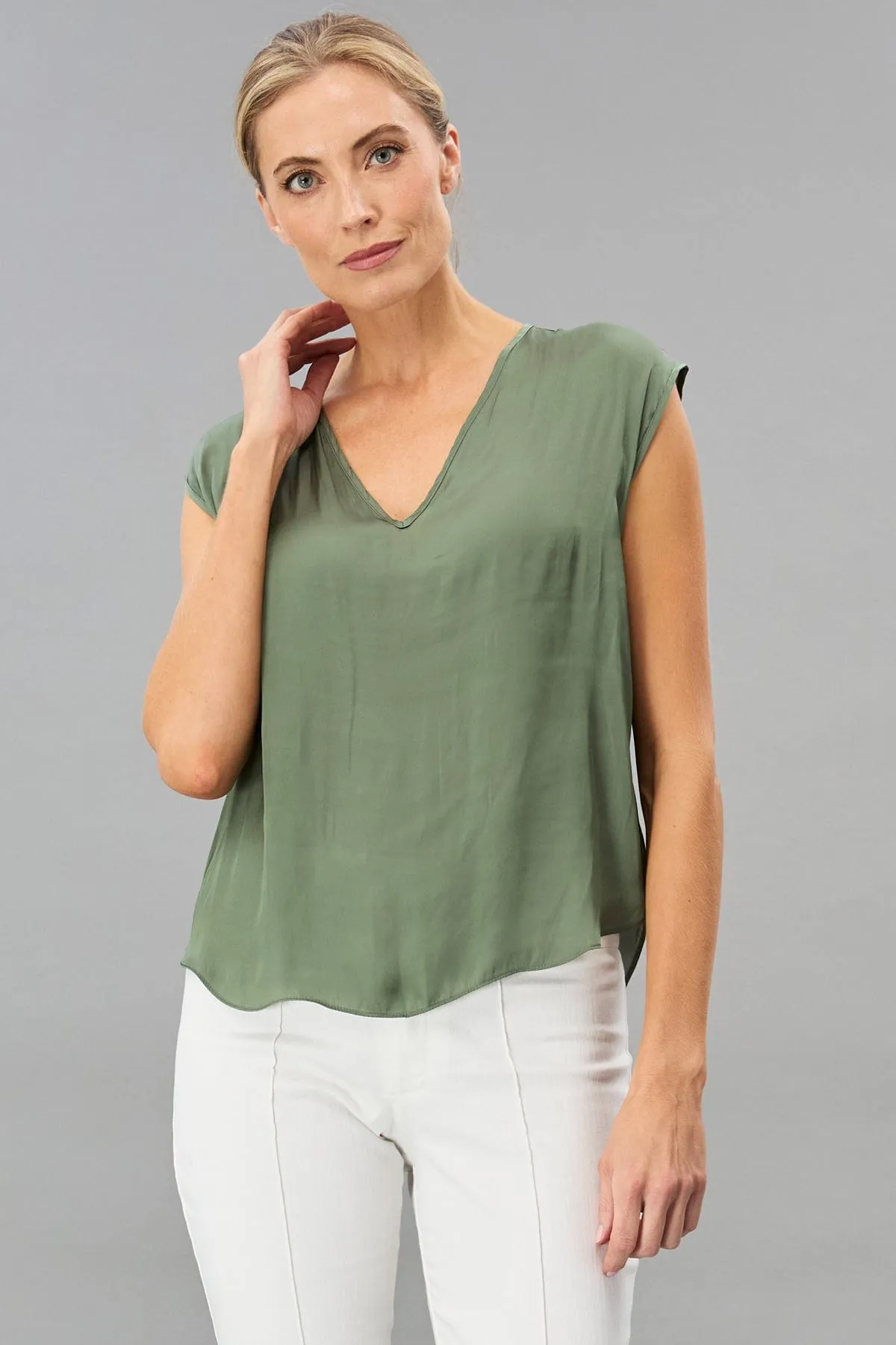 Vintage Satin V-Neck Top