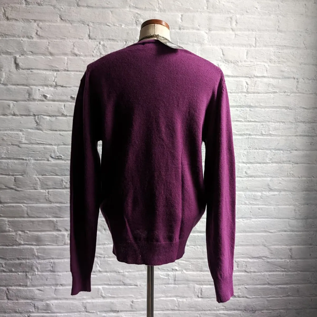 Vintage Wool Cable Knit Purple Grandpa Sweater Minimalist Grunge Woodsy Top