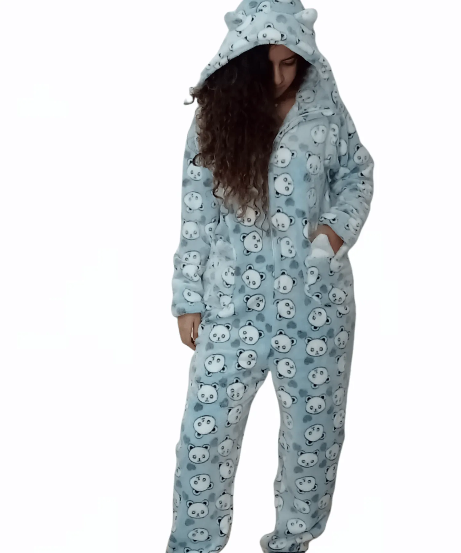 Women Pajama Jumpsuit (1-piece) - shapes - Blue