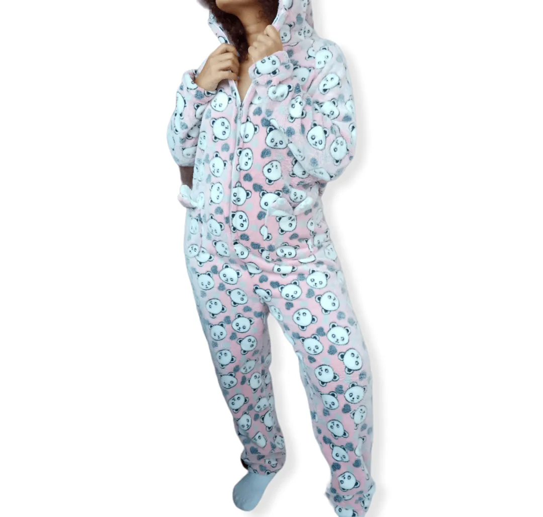 Women Pajama Jumpsuit (1-piece) - shapes - Pink