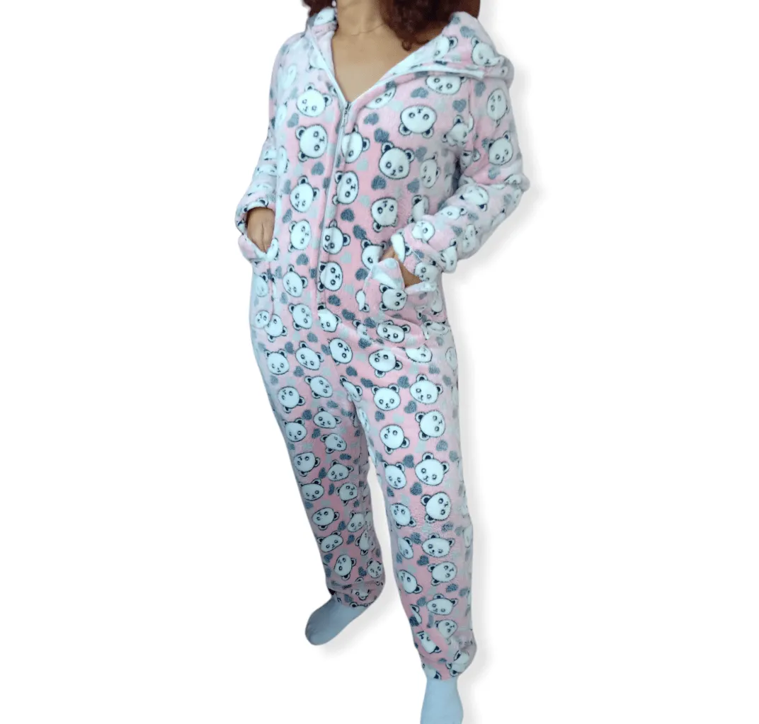 Women Pajama Jumpsuit (1-piece) - shapes - Pink