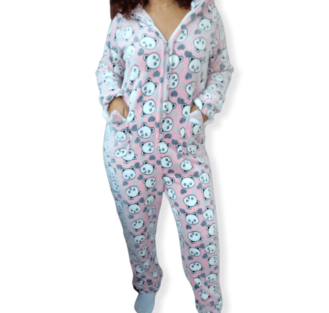 Women Pajama Jumpsuit (1-piece) - shapes - Pink