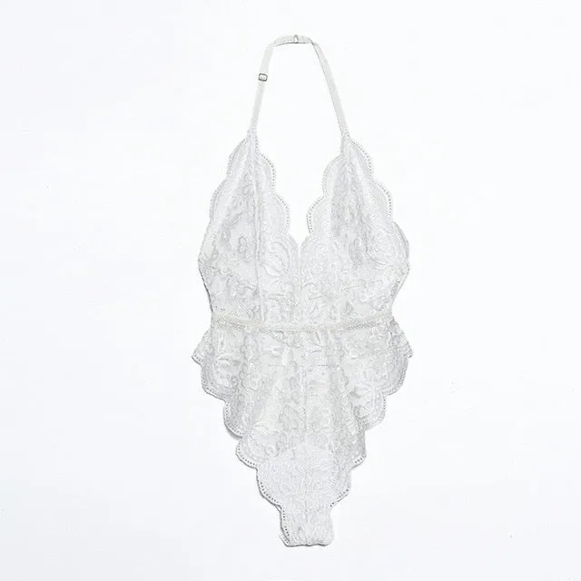 Women Sexy Lace Transparent Bodysuit