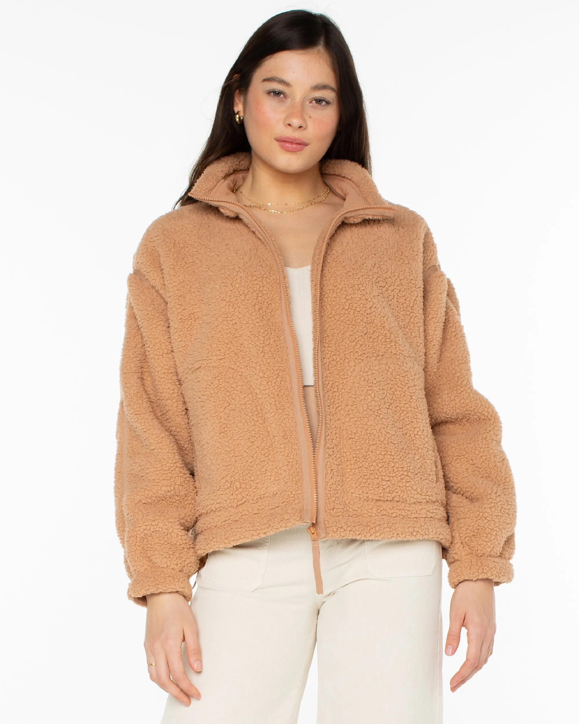 Wurlie Zip Up Fleece Jacket - Camel